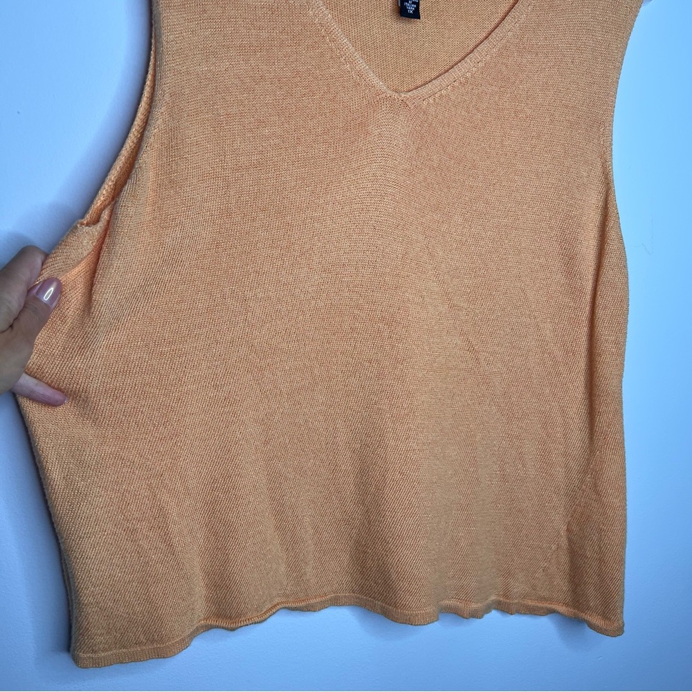 Eileen Fisher Washable Wool Crepe Tank Top Knit V‎ Neck D9 - Picture 2 of 5